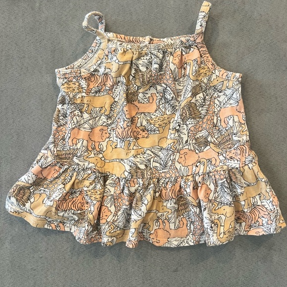 Nordstrom Rack Peach Animal Print Tank with Ruffle Bottom 18m - Picture 1 of 4